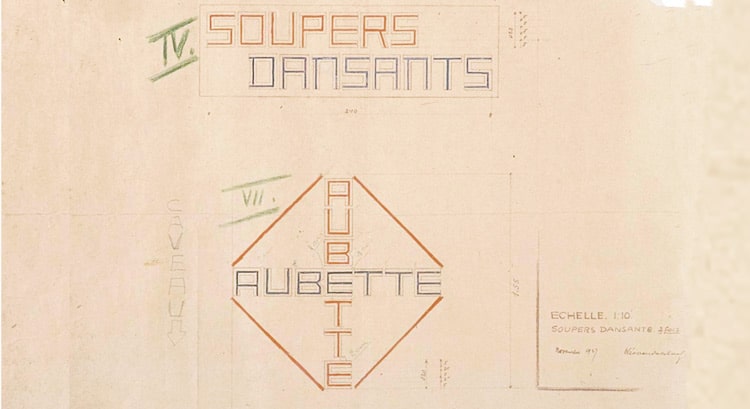 Van Doesberg’s pencil sketch, ‘Soupers Dansants’, Café Aubette