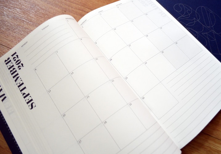 Fenner Paper Diary 2021 main pages displaying Foundry Unie and Foundry Tiento.